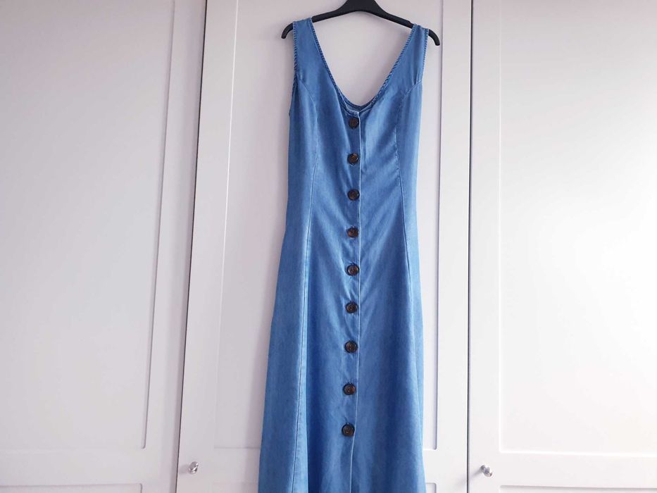 Niebieska dżinsowa sukienka jeans denim 100% lyocell długa 36 Next