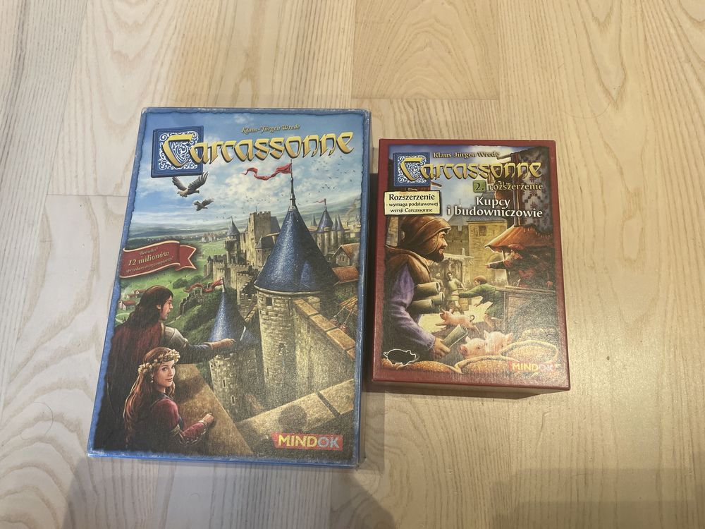gra planszowa Carcassonne + dodatek kupcy i budowniczowie