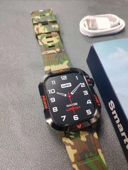 Smartwatch zegarek sportowy wojskowy pulsometr fitness Android iOS SMS