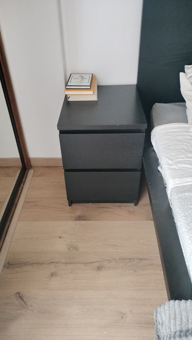 Cama, mesinha de cabeceira, móvel de arrumação, IKEA