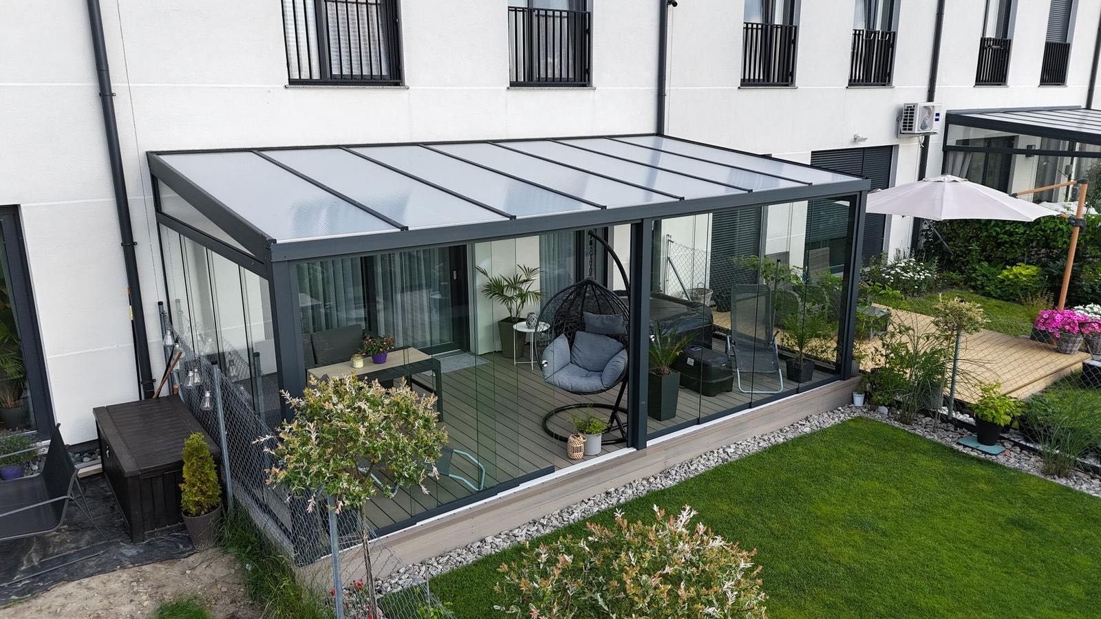Zadaszenie Aluminiowe z Poliwęglanem 16mm 700x400 Taras , CarPort