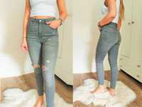 Spodnie jeansy szare skinny wysoka talia H&M r.M 38