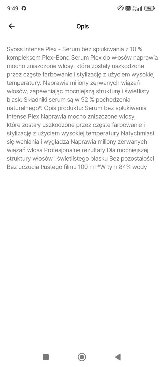 Syoss serum bez spłukiwania do włosów mocno zniszczonych Intense Plex