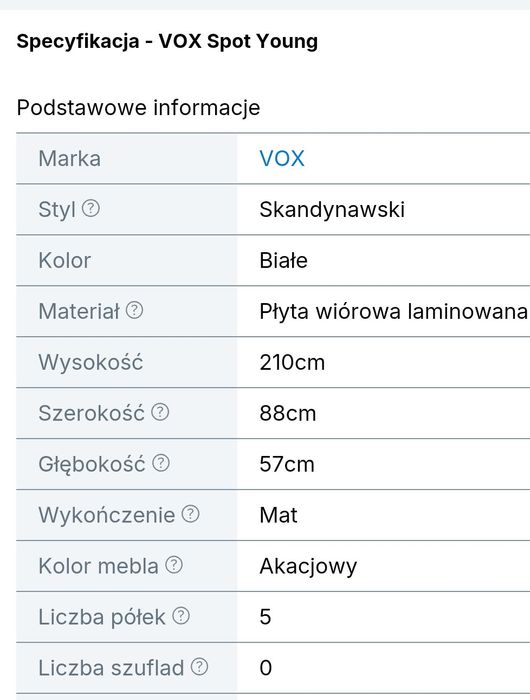 Mebel regał Vox spot