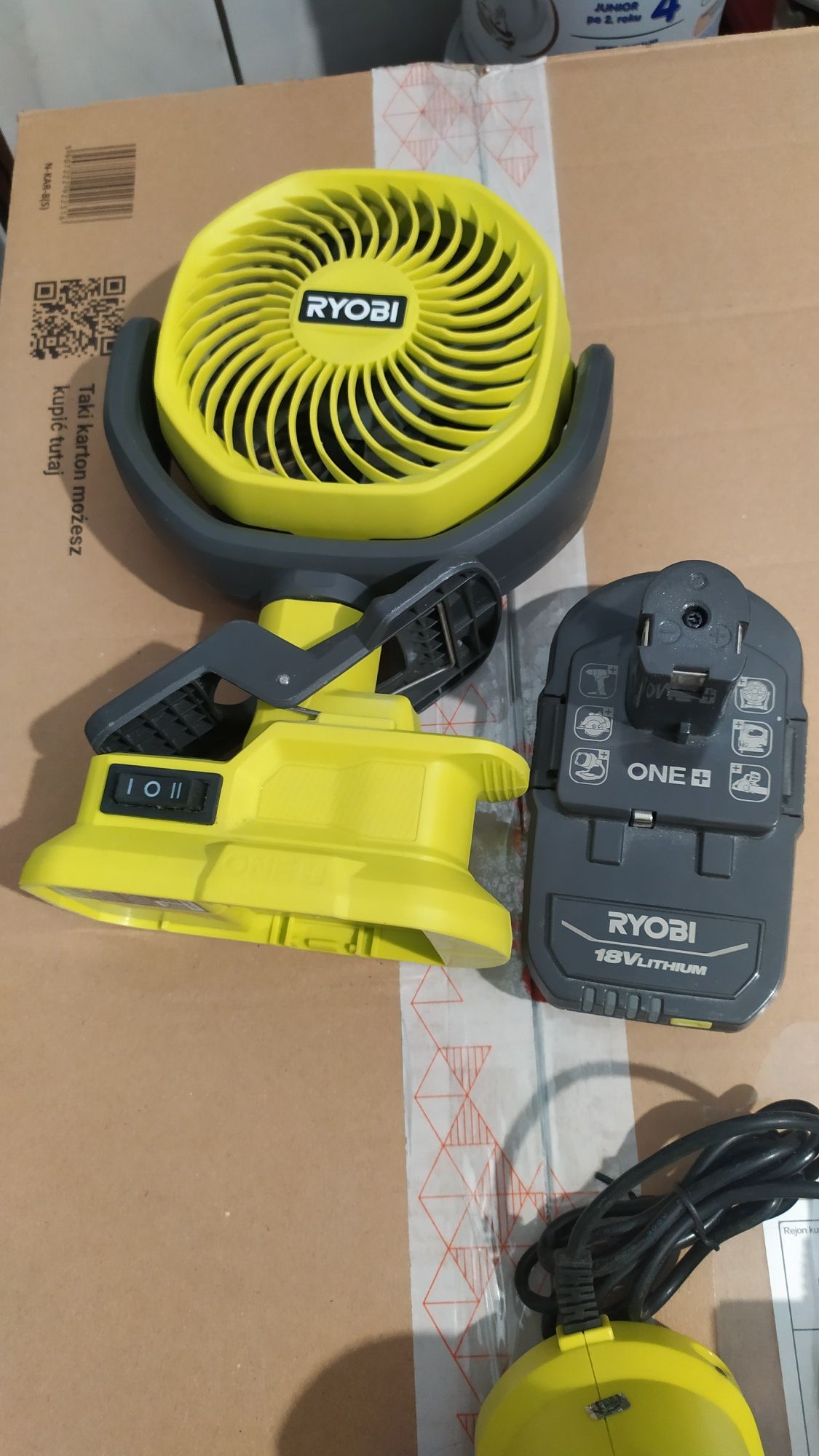 Ryobi 18V wentylator wiatrak klips zestaw