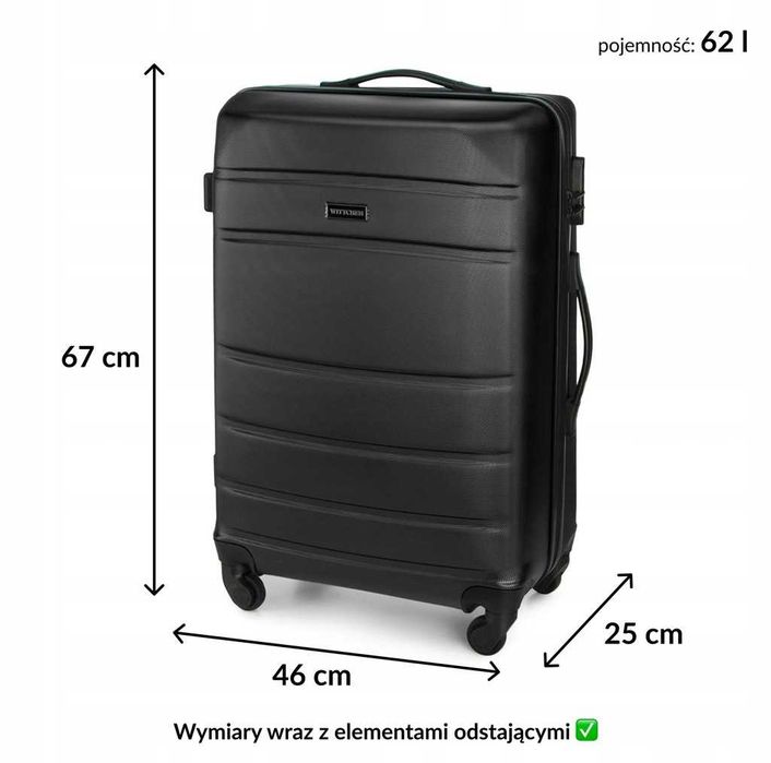 Walizka średnia WITTCHEN Globe Line 56-3A-652-10 czarna