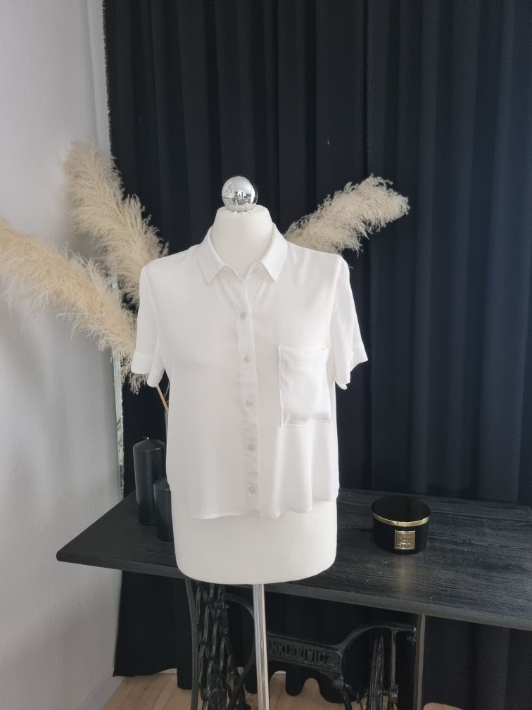 Bluzka biała koszula elegancka lato 38 M Bershka moda vintage