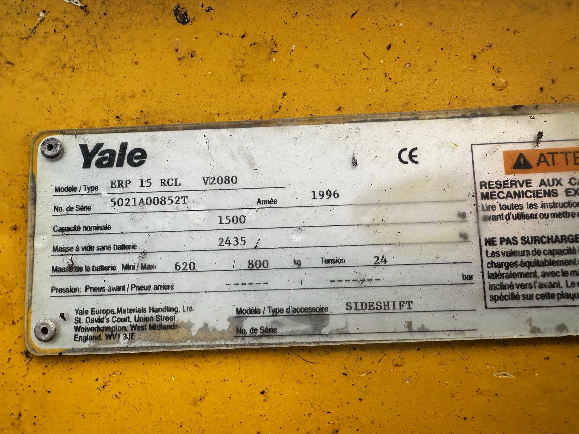 wózek widłowy elektryczny YALE ERP15 ERP15 1500kg 3.30m przesuw boczny