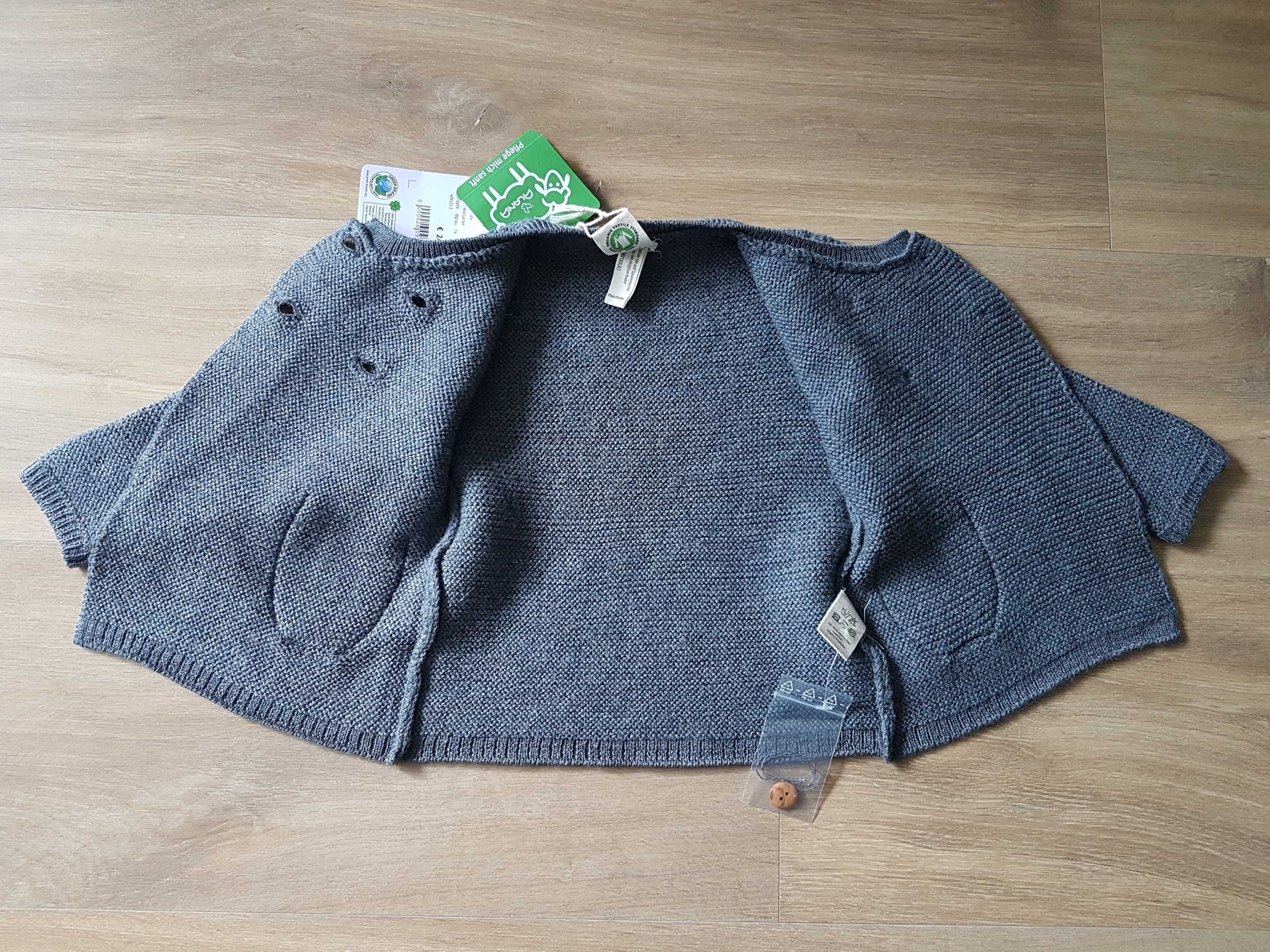 Nowy wełniany sweter ALANA dm 100% certyfikowana wełna organiczna r.74