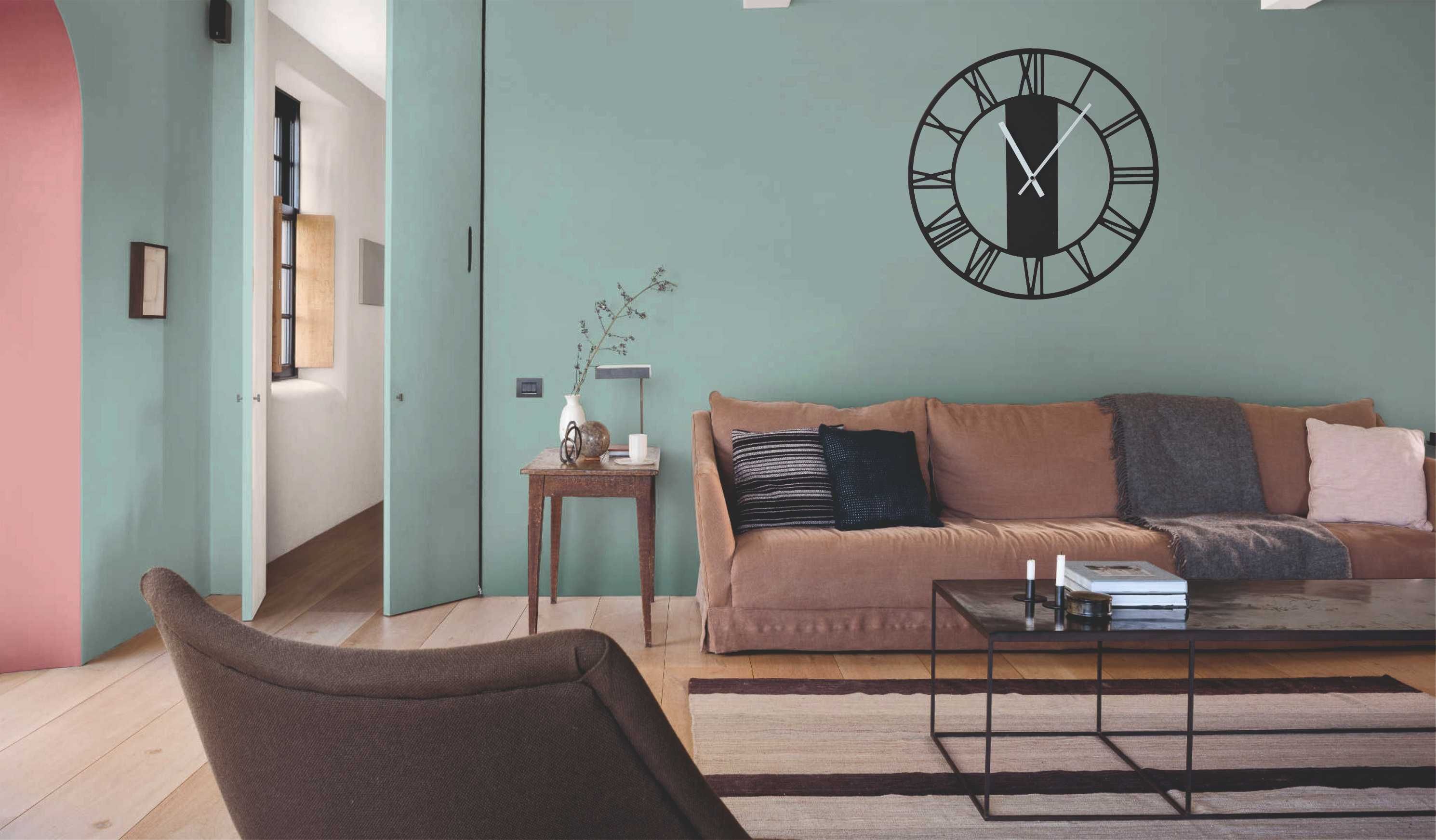 Duży nowy zegar ścienny czarny Rzymski 50 Rome Loft cichy HIT