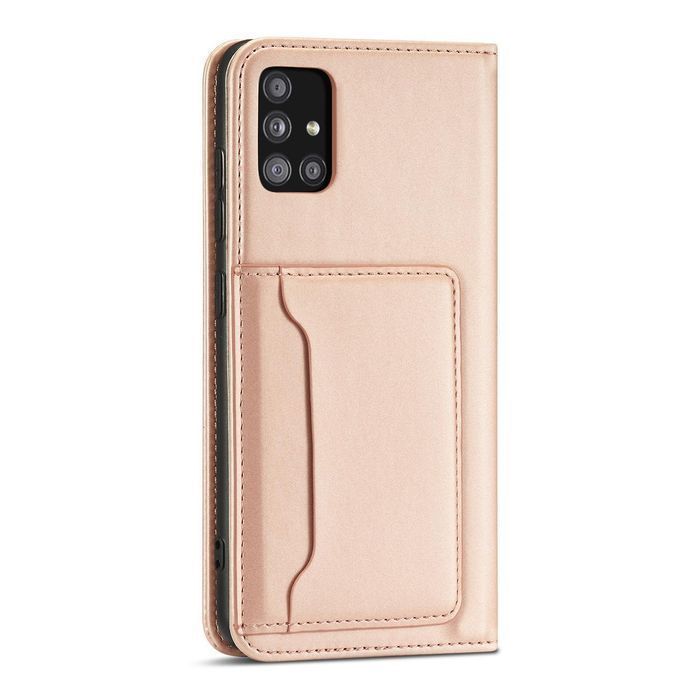 Etui Portfel Magnet Card Case do Samsung A52 5G w różowym odcieniu