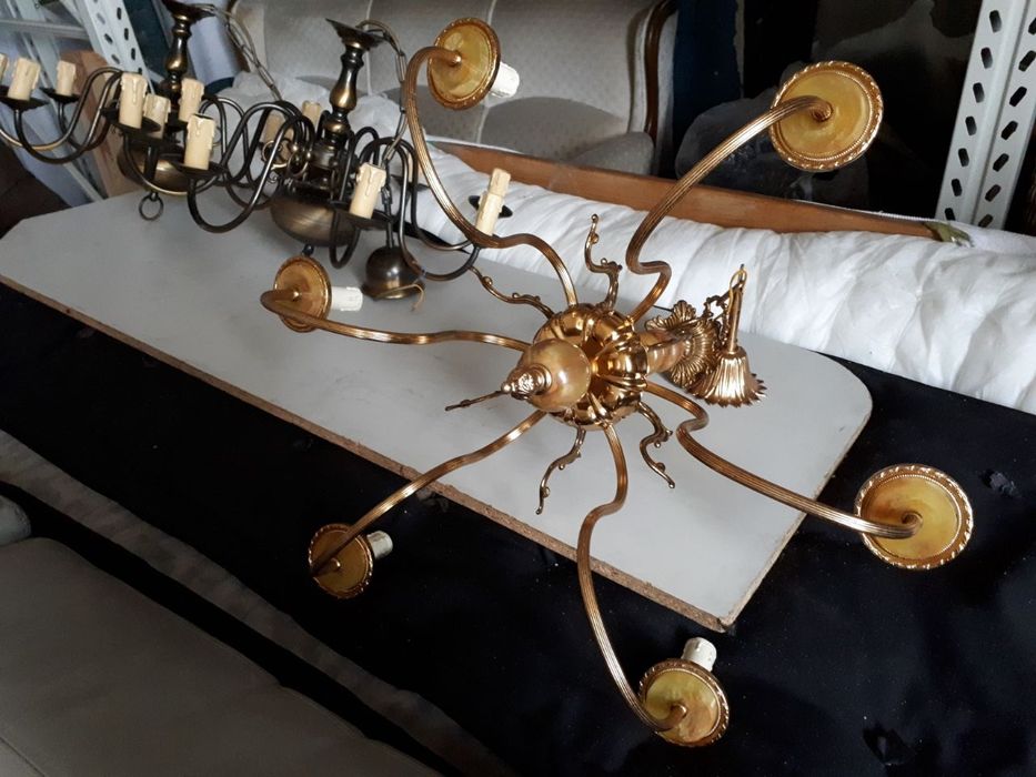 Люстра с ониксом, 6 свечей, Германия