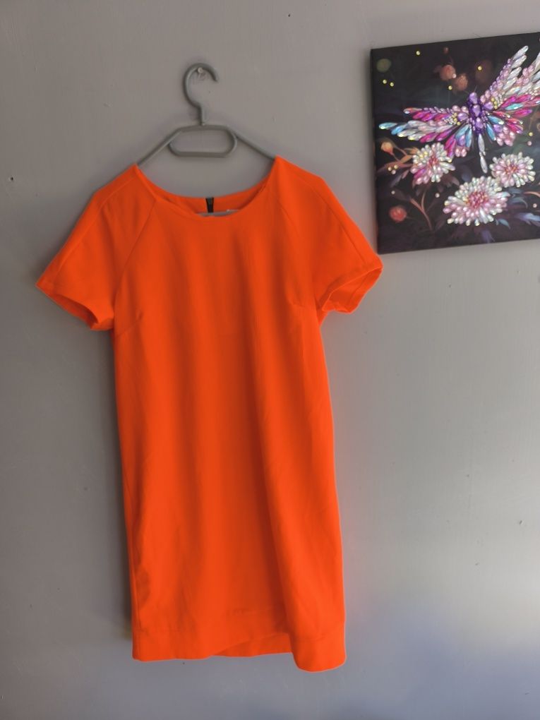 Pomarańczowa sukienka stylowa wiosenna rozmiarM/L