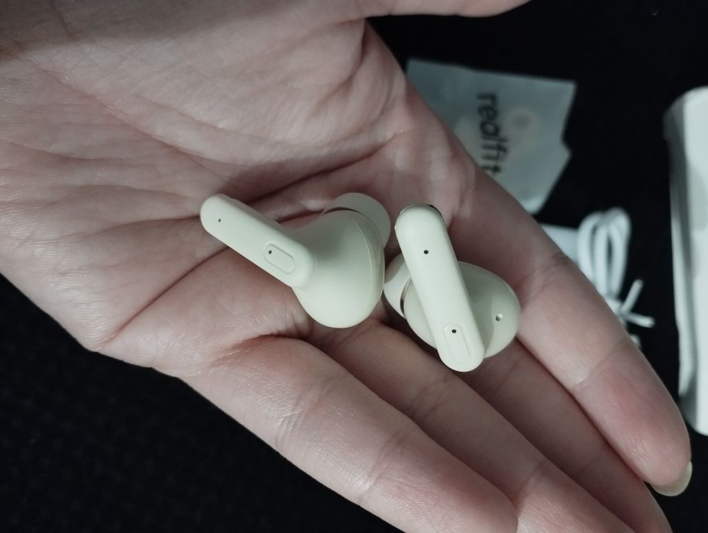 Nowe słuchawki bluetooth ANC ENC bezprzewodowe - beżowe