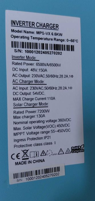 гібрідний соняцний інвертор 6,5 кВт