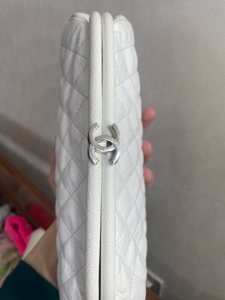 Клатч сумка от Chanel ориг  White Caviar Leather Timeless Clutch