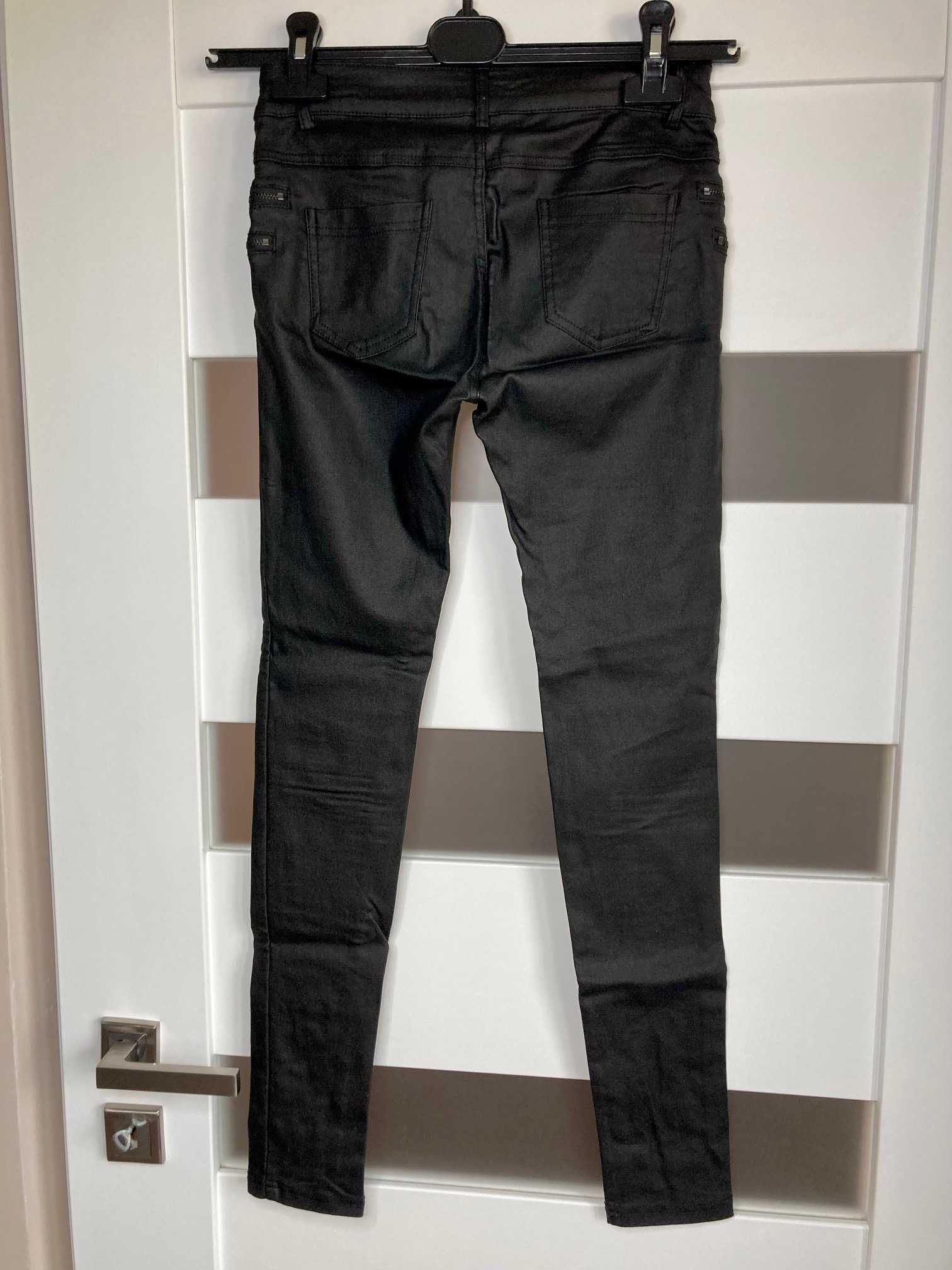 Nowe czarne spodnie jak skóra skinny biodrówki rurki Lely wood