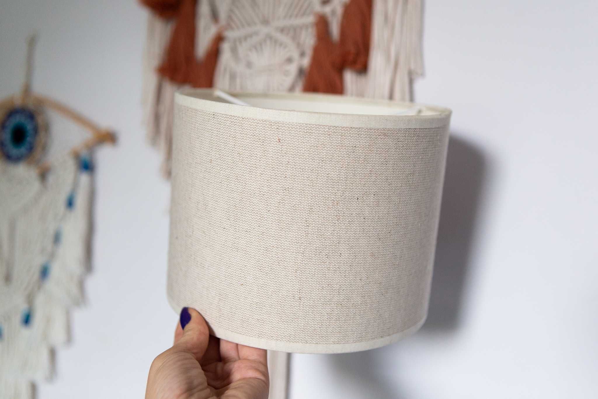 Abażur klosz lampa len lniana naturalny retro boho hippie 20 cm