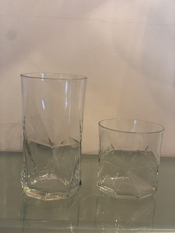 Komplet geometrycznych szklanek niskich i wysokich 12sztuk