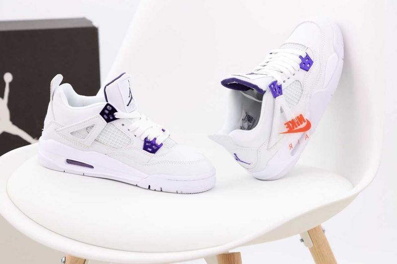 Кроссовки Nike Air Jordan 4 White/Purple | / кросівки