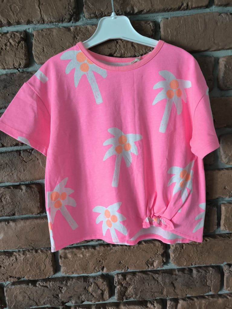 Przepiękna bluzeczka bluzka t-shirt z wiązaniem w palmy Zara 104