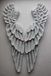 Skrzydła anioła dekoracja ścienna biało-szare XL