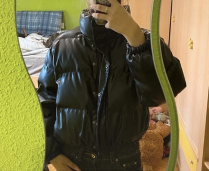 Casaco Puffer Pele Preto