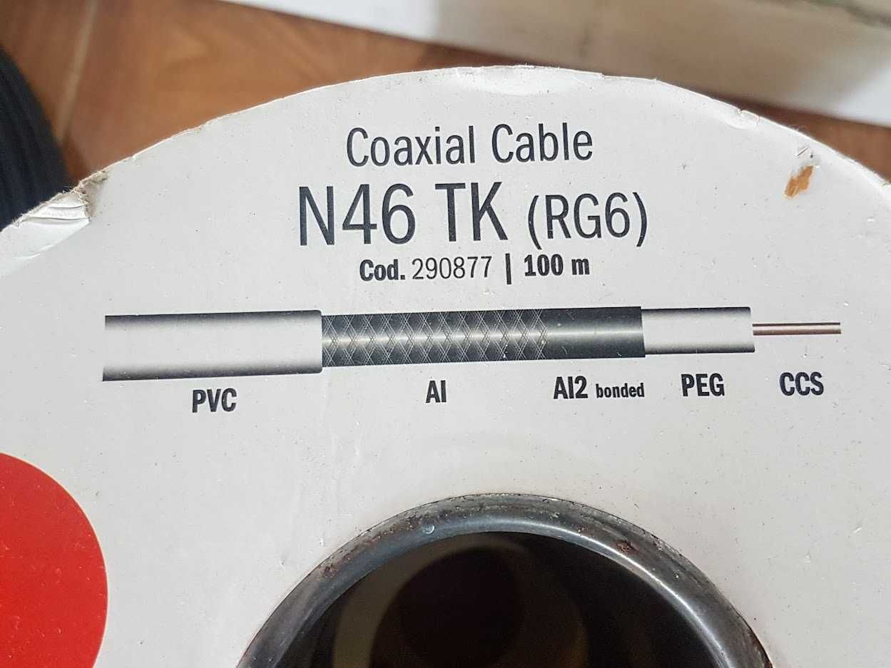Cabo coaxial rg6 e fichas compressão repartidores televisão