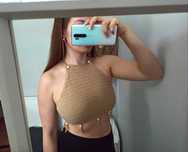 S 36 beżowy boho crop top z frędzlami na lato wakacje festiwal