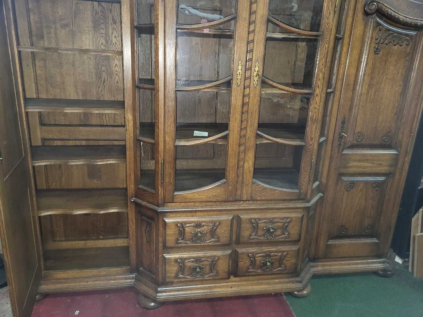 Piękny kredens dębowy lity ciemny dąb biblioteka massiv