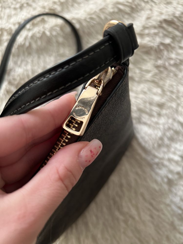 Сумка coach оригінал коричневе лого крос-боді