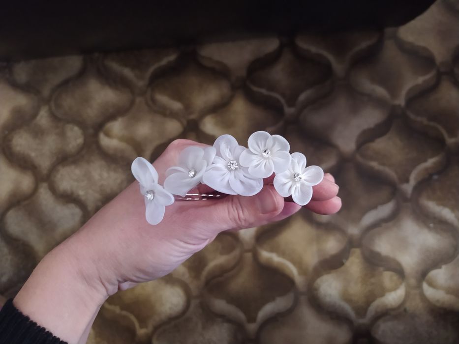 Spinki kokówki ślubne kwiaty kwiatuszki białe