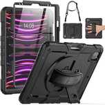 SEYMAC iPad Pro 12.9 6/5/4/3 etui pancerne obrotowe 360 stojak czarne