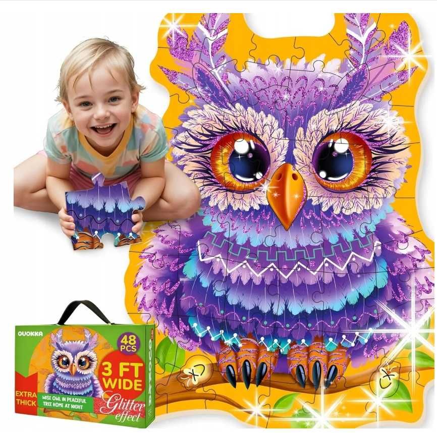 PUZZLE 49 elementów kolorowa sowa 60x90cm