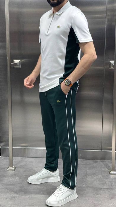 LACOSTE спортивный мужской костюм комлпект летний футболка шорты