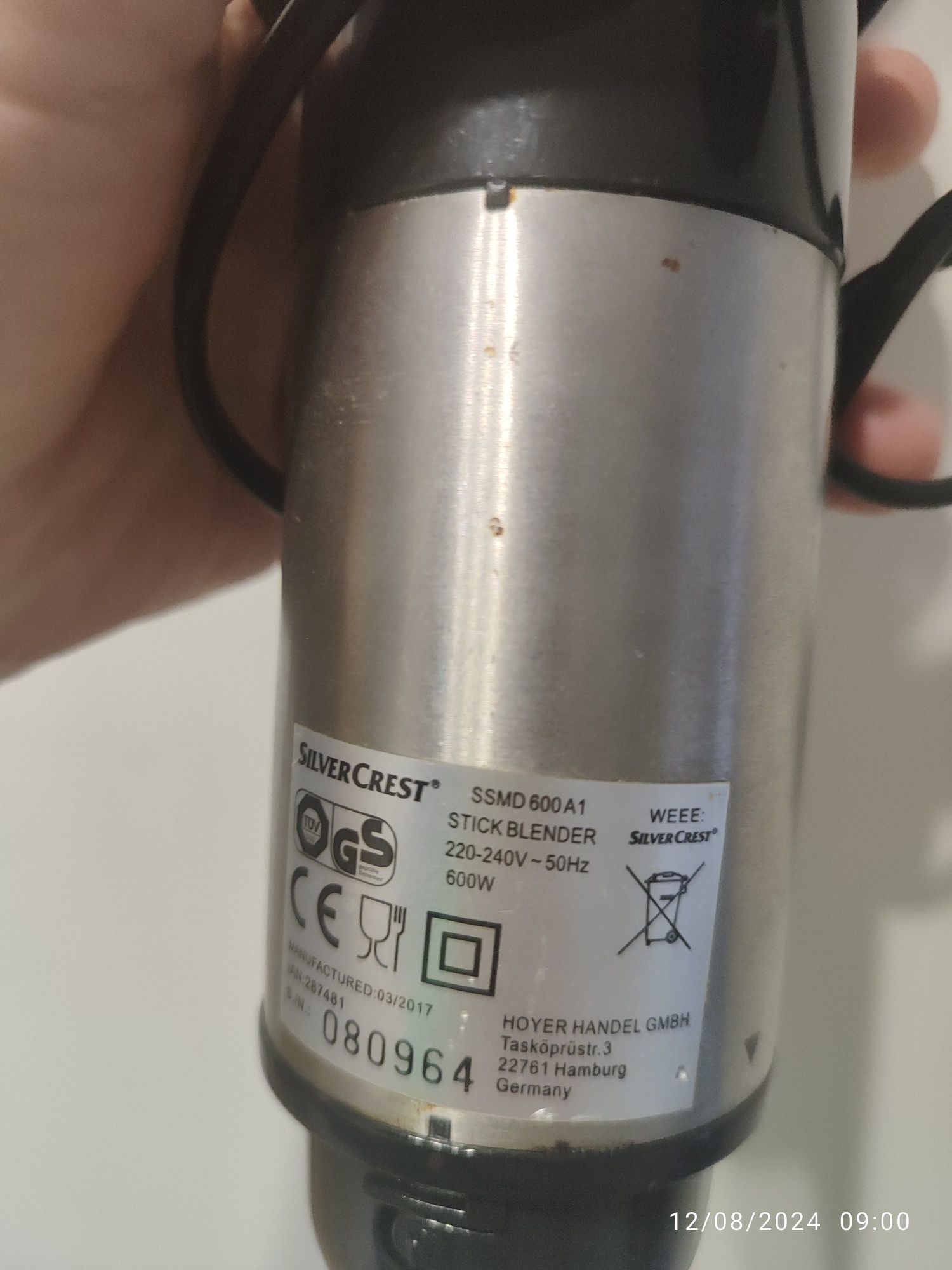 Blender ręczny SilverCrest 600 W na części - Silnik działa SSMD 600A1
