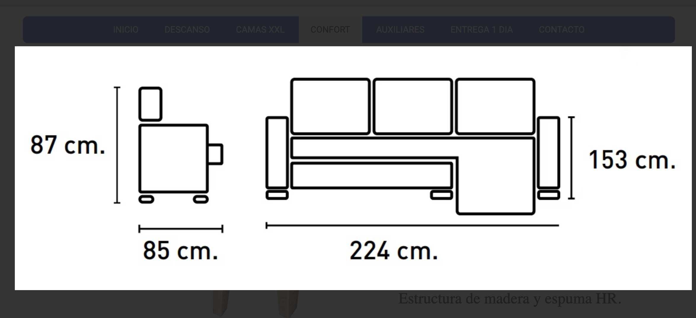 Sofá-cama com chaise longue com arrumaçao - Paton