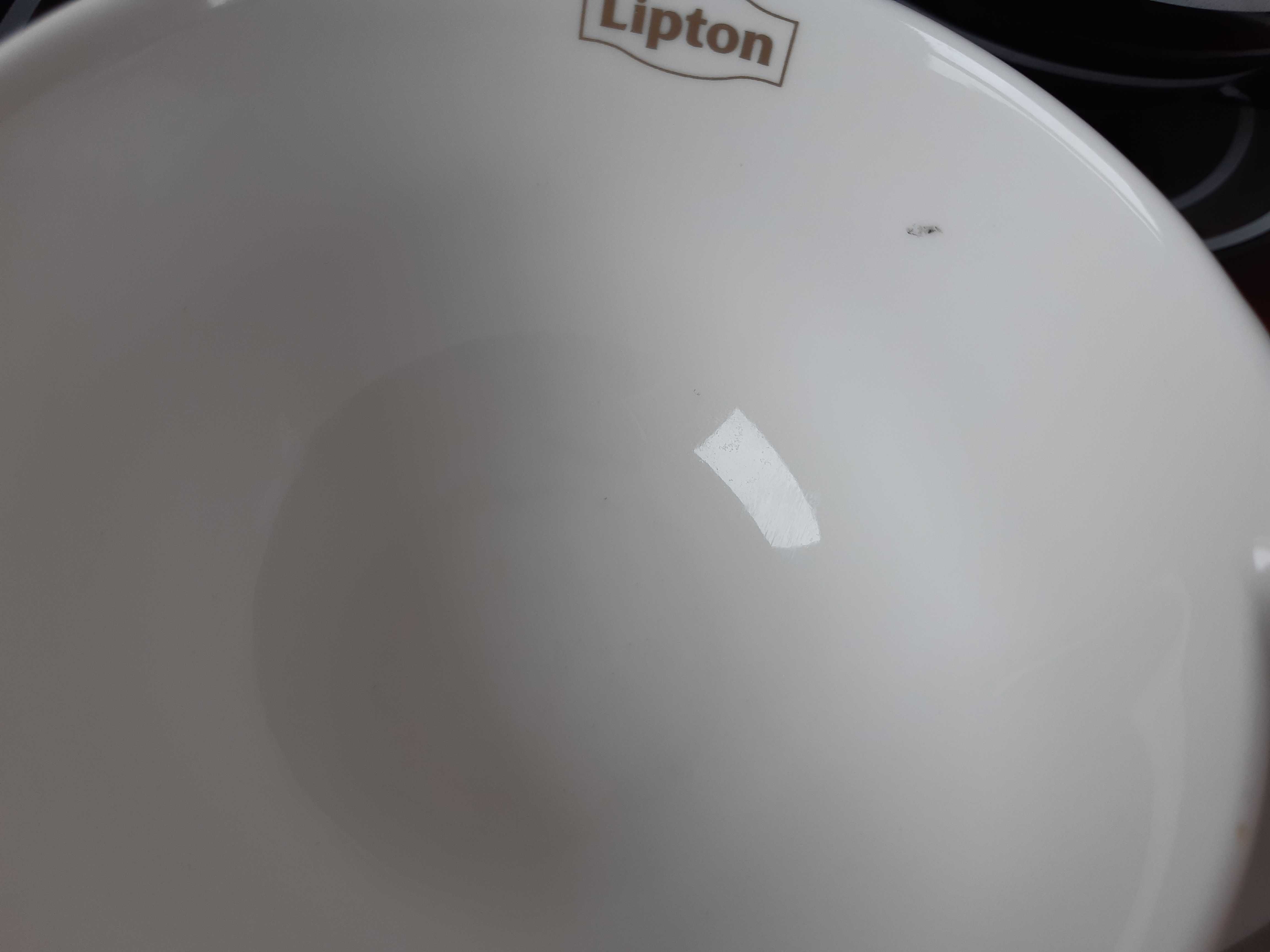 Lipton zestaw filiżanka talerzyk biały czarny yin yang