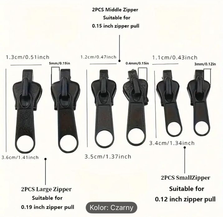 6-częściowy zestaw do natychmiastowej naprawy zamka błyskawicznego