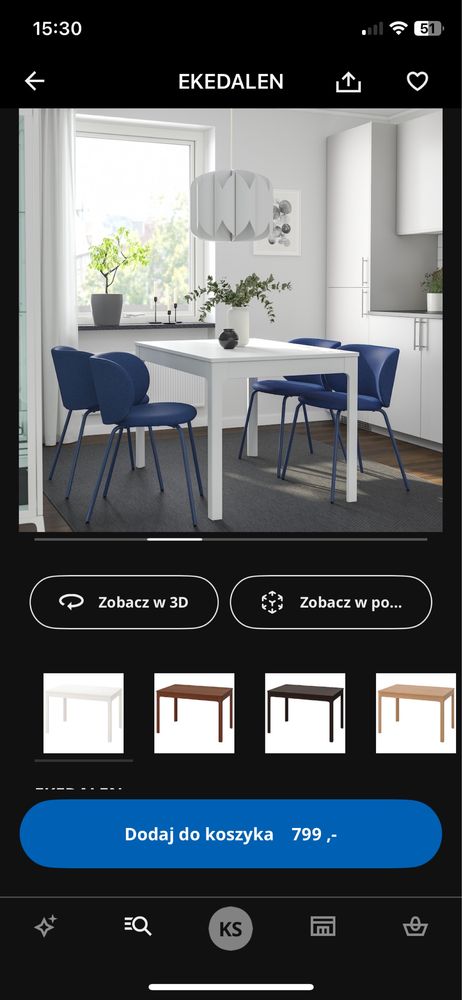 Ekedalen stół rozkladany ikea