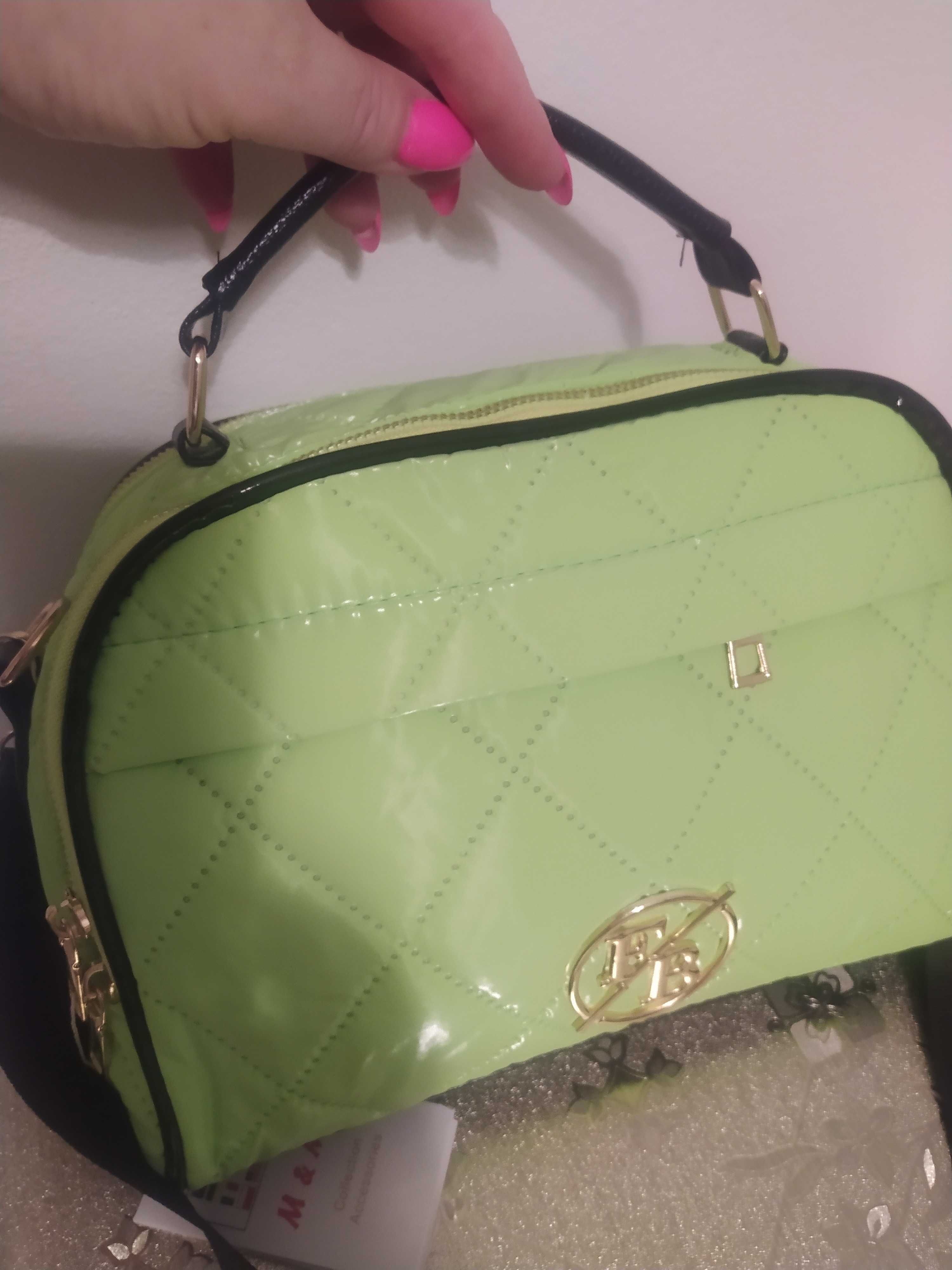 Nowa z metką zielona, neon torebka kuferek Fashion Bags