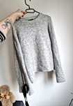 Siwy szary sweter, rozkloszowane rękawy, szerokie, oversize, wstążki,