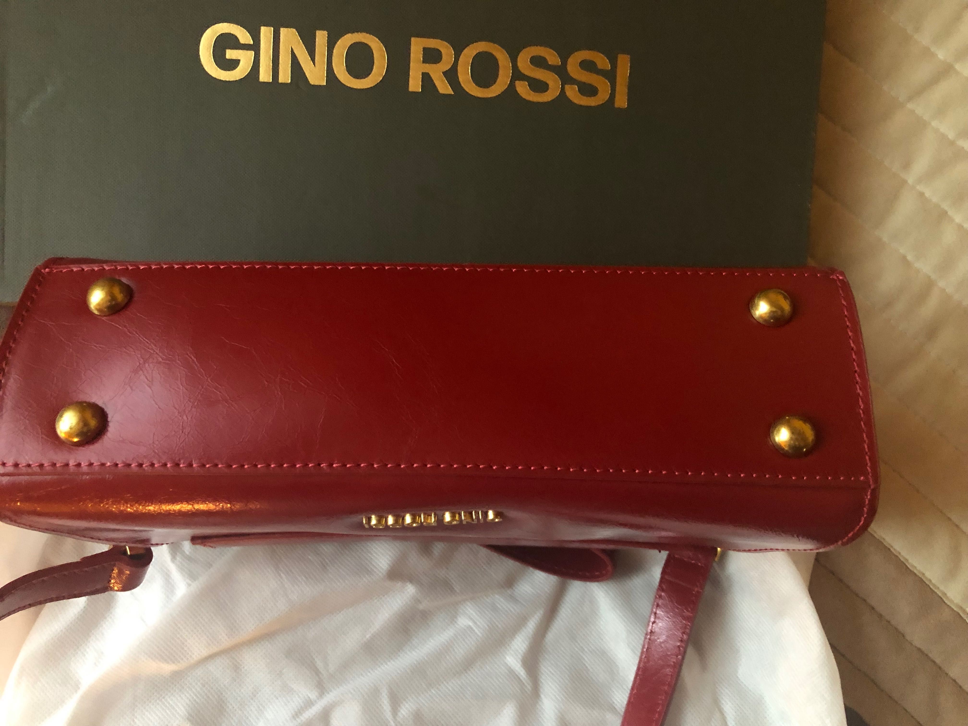 Listonoszka Gino Rossi burgundy ze skory naturalnej