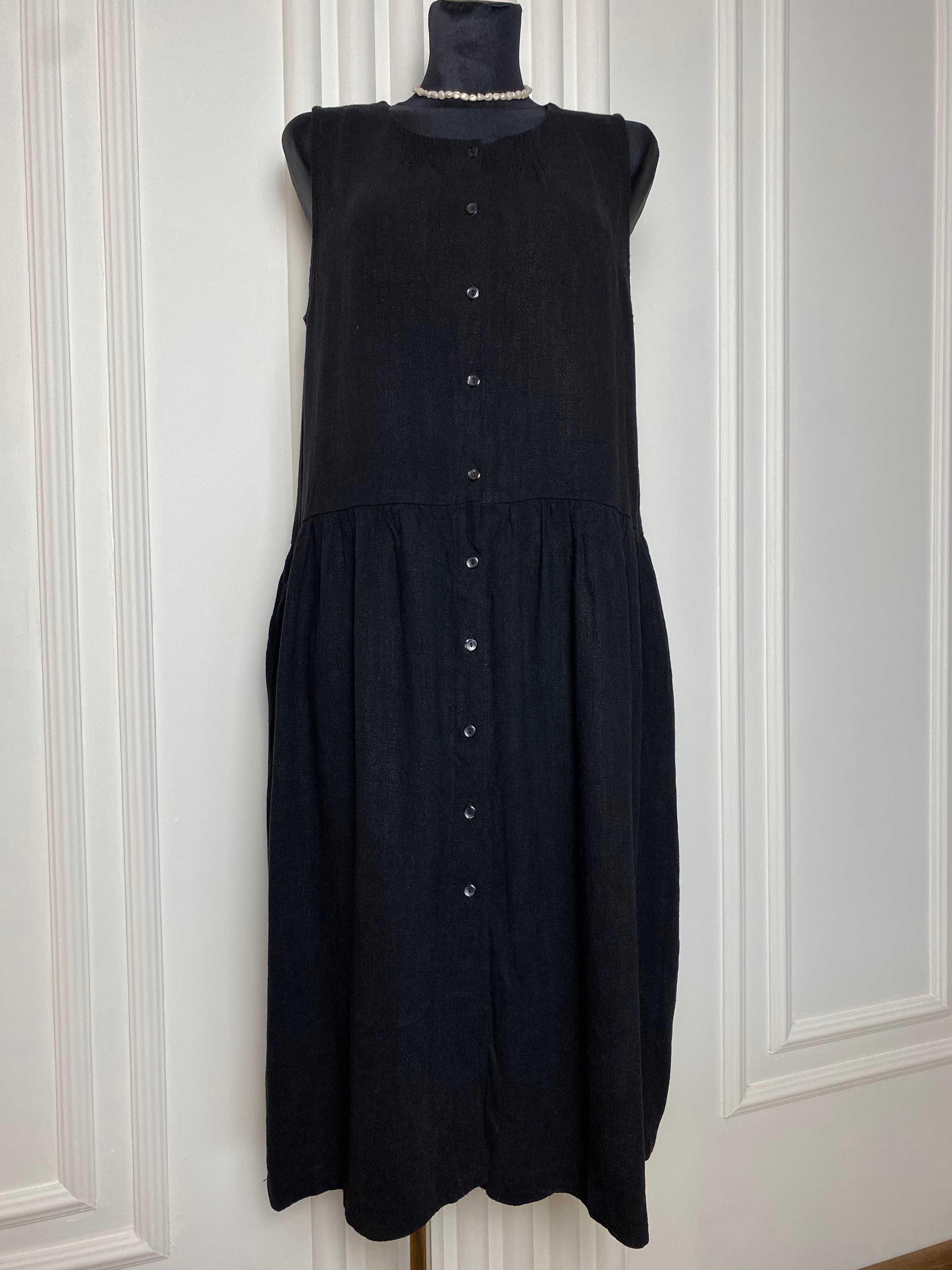 Sukienka długa midi czarna 42 XL Olive boho style wiskoza bawełna