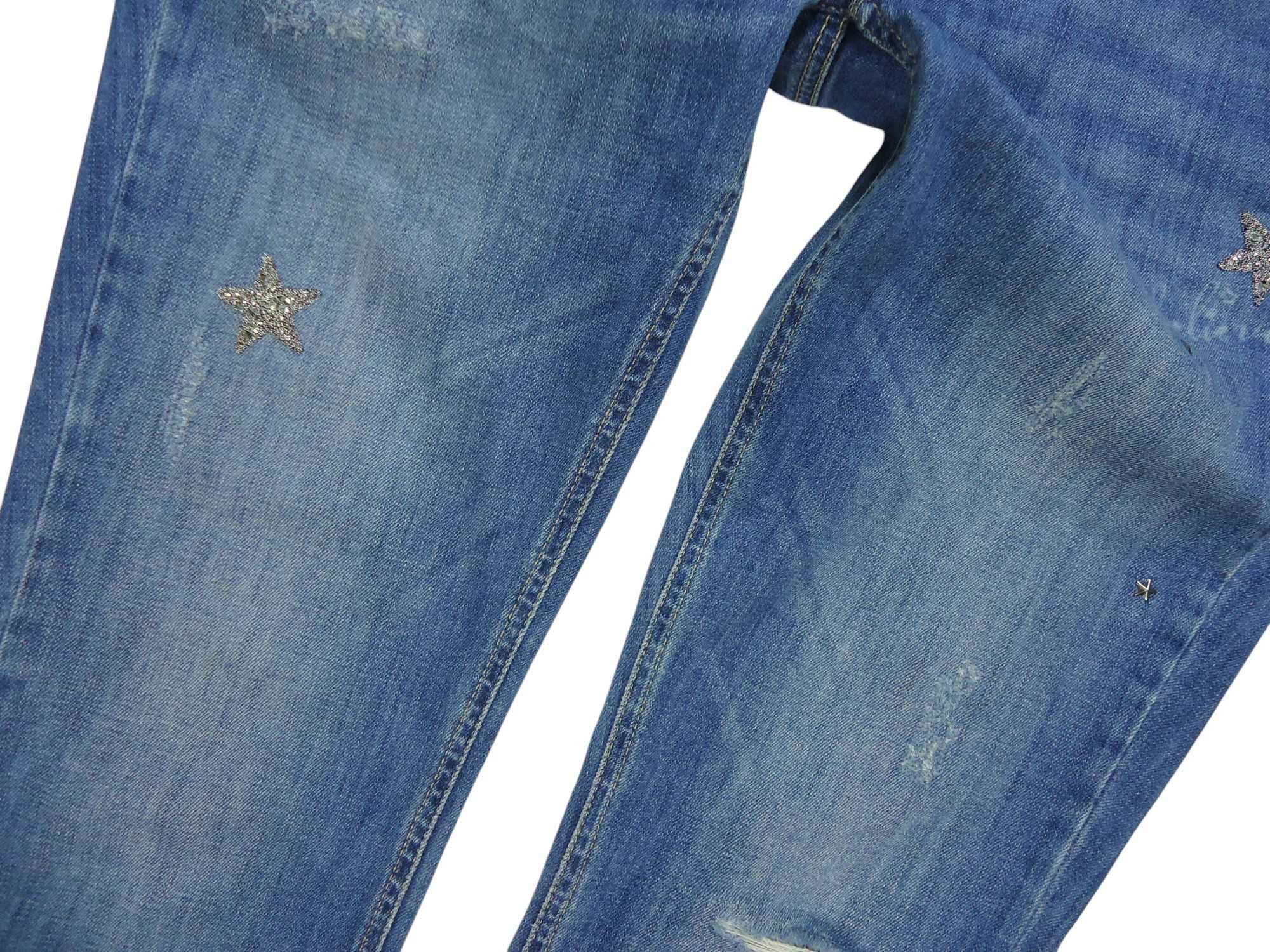 CAMBIO spodnie jeansy rurki SKINNY przetarcia naszywki 42