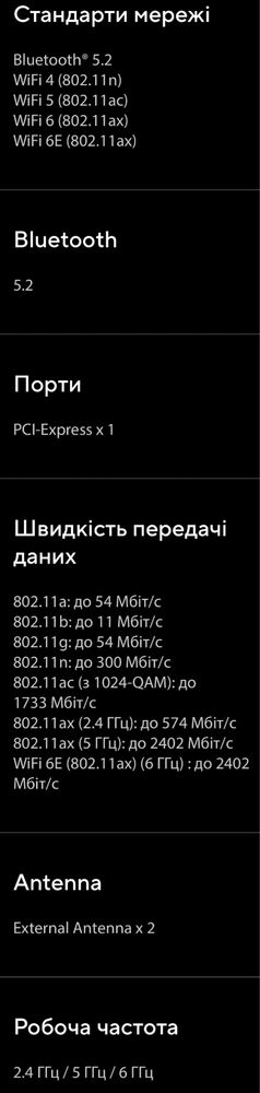 Адаптер Asus PCE-AXE5400 (90IG07I0-ME0B10)