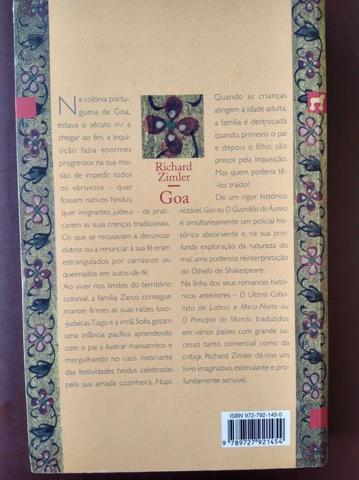 Goa ou o guardião da aurora-Richard Zimler; Poemas eróticos-John Donne