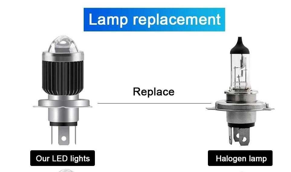 LED лампа H4 ЛИНЗА BA20 светодиодная ближний-дальний свет мотоцик авто