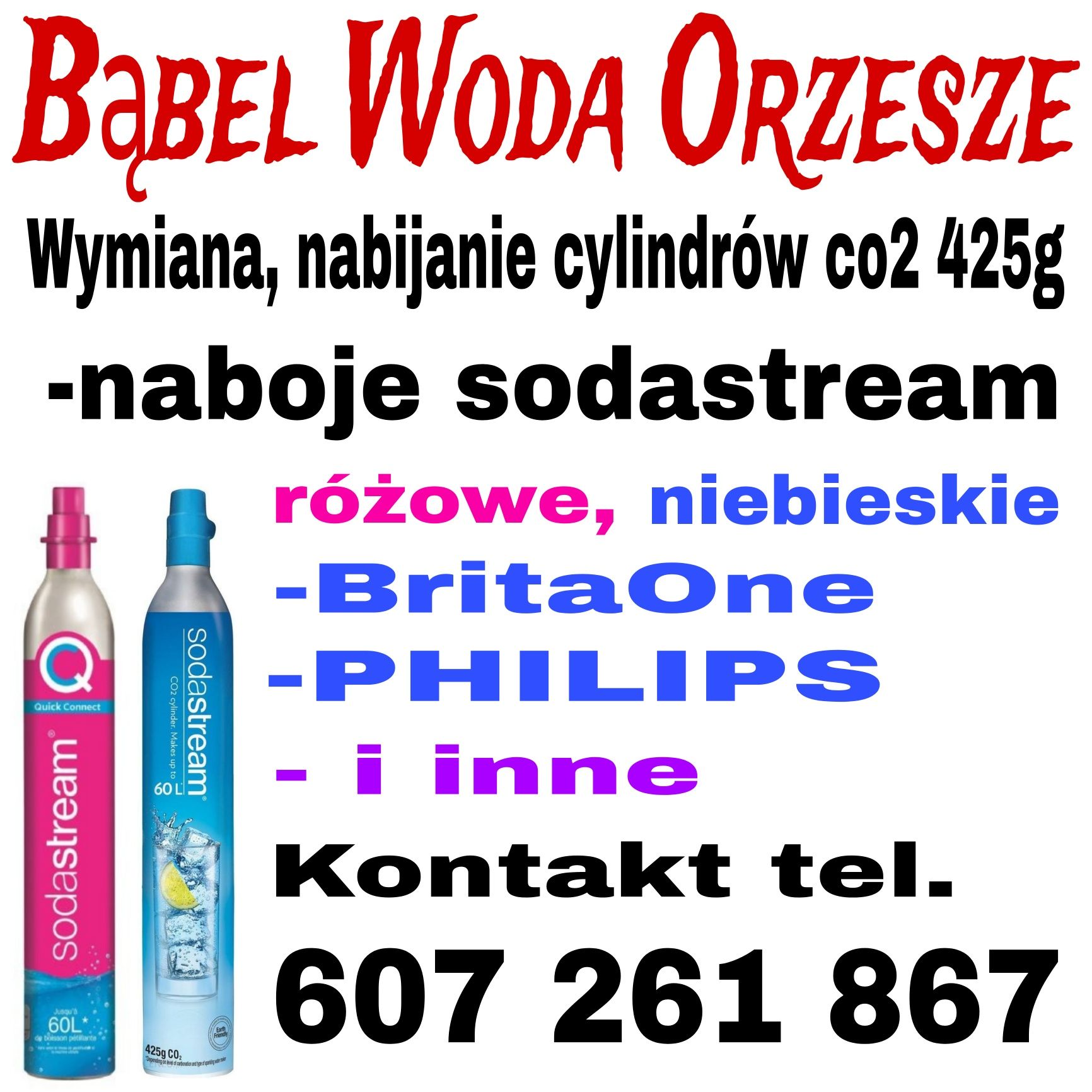 Wymiana SodaStrem  i innych, nabijanie butli klienta.