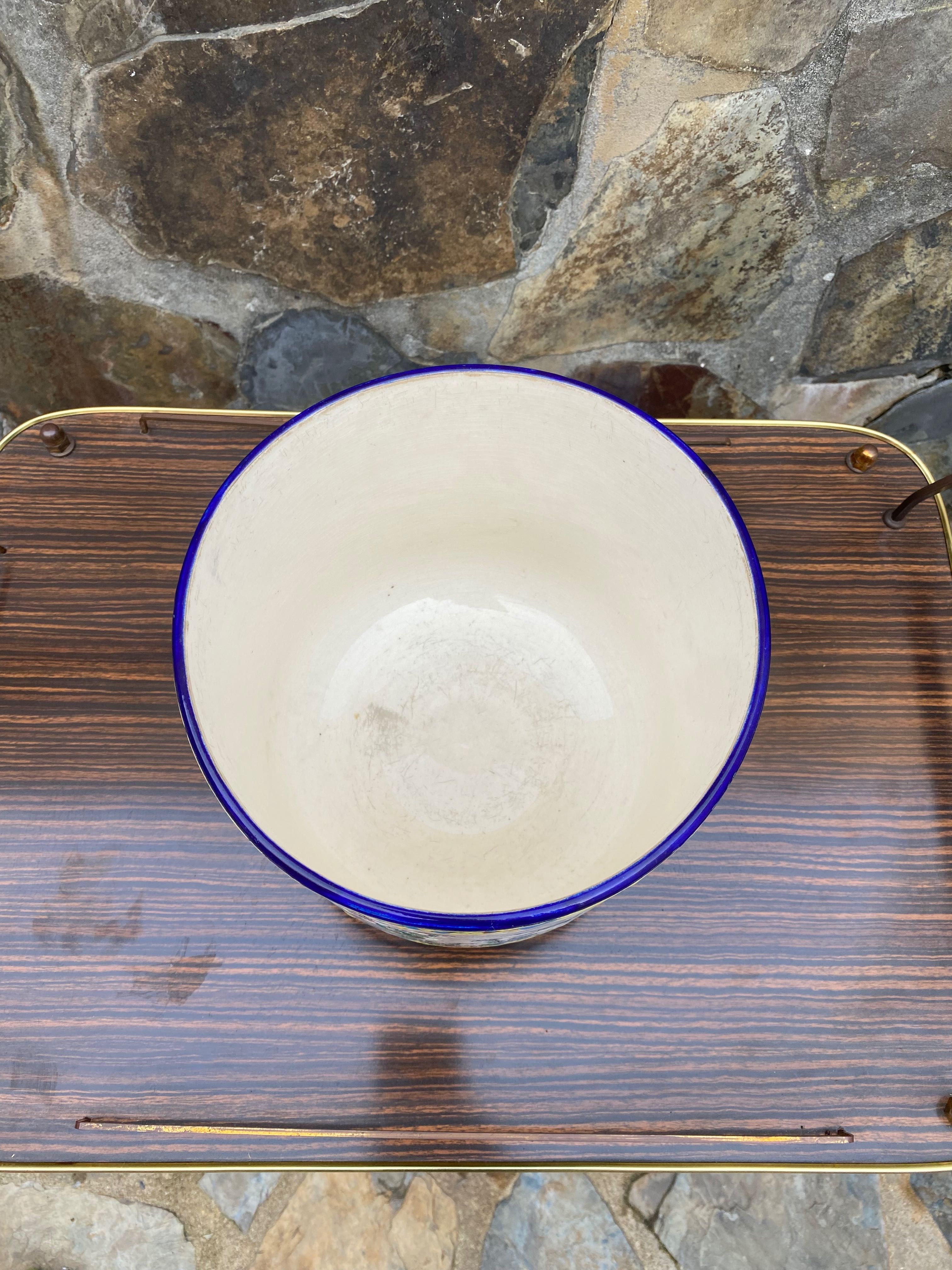 Cachepot Vaso Longwy Séc XIX 20,5 cm Marcado na massa